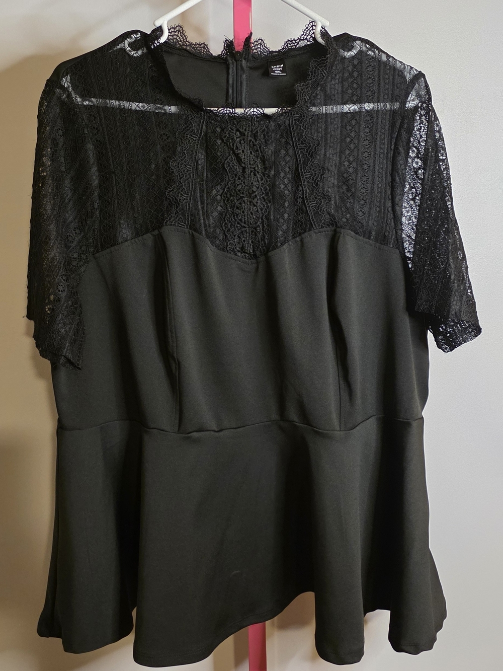 SHEIN Black Lace Peplum Curve Top Sz 4xl